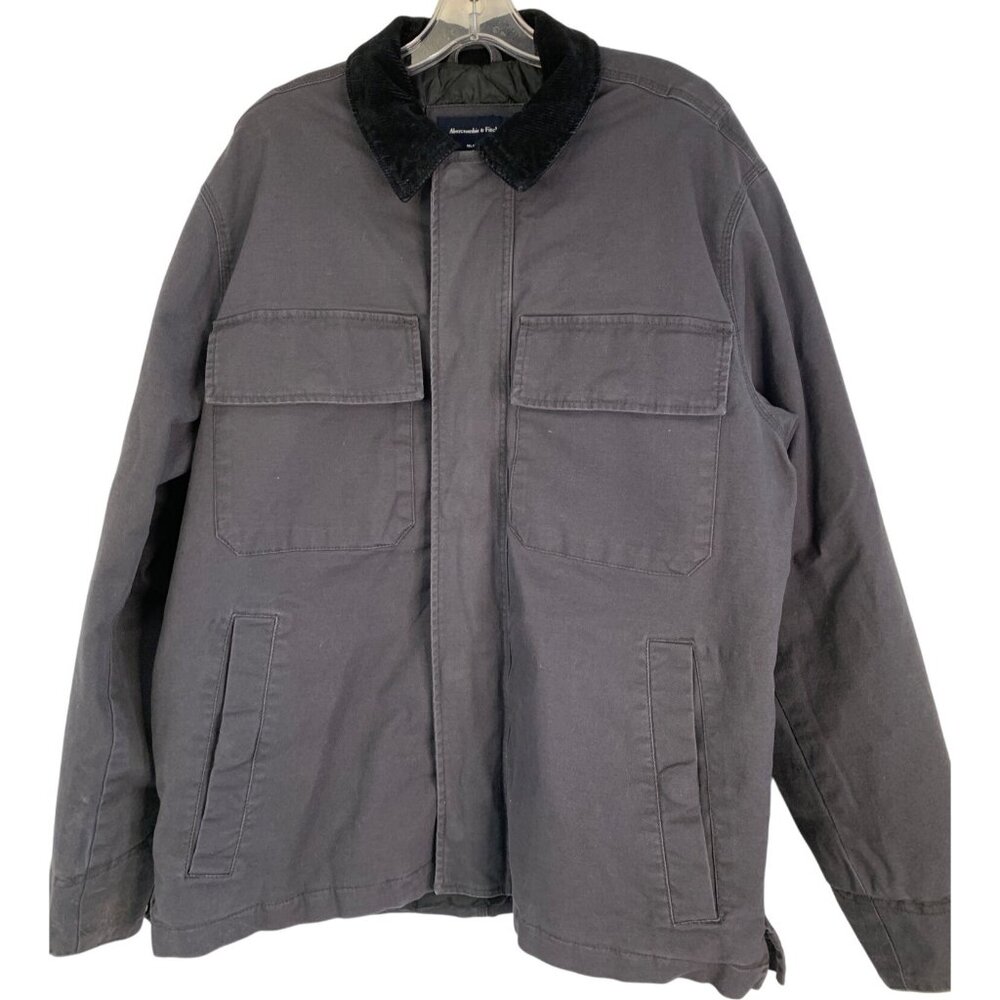 Rare VTG NWT Abercrombie & Fitch Canvas Work Jacket L Gray Zip Snap RJ10623